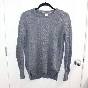 Noel Asmar Wool Cashmere Blend Cable Knit Crew Neck Sweater Gray